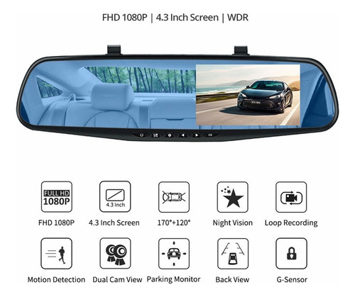 Aplicable A Cámaras De Espejo Retrovisor De Doble Cámara Hd