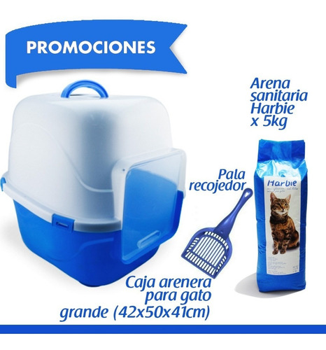 Baño Sanitario Gigante Para Gatos Pala 5 Kg De Arena Harbie