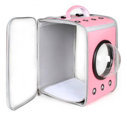 Mochila Gato Pet Cachorro Com Visor E Ventilação Rosa Luxo