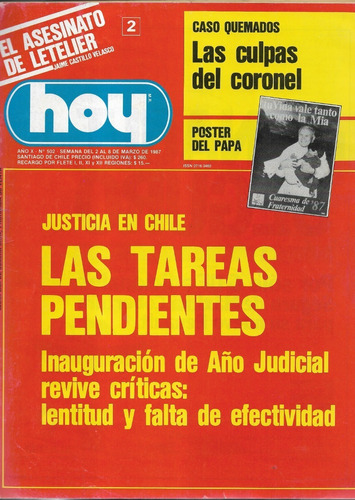 Revista Hoy 502 / 8 Marzo 1987 / Justicia Tareas Pendientes
