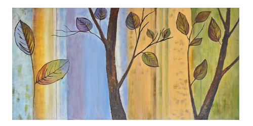 Pintura Árbol Floral Al Oleo 60x121 Cm