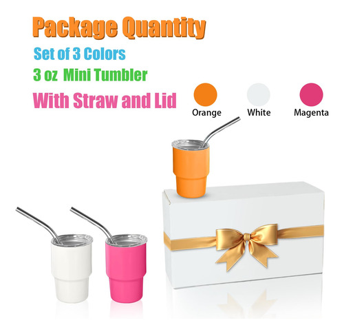 Set De Vasos De Chupito Con Pajita 90ml 3 Unidades Mini Ta
