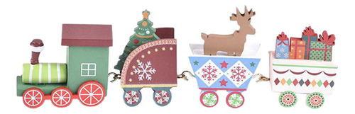 4x Tren De Navidad De Madera Para El Hogar Árbol De Navidad