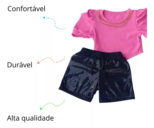 Kit Conjunto Infantil Barbie Short Blusa Mini Blogueirinha