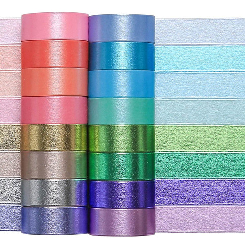 Juego De Cintas Washi Decorativas De Colores  16 Rollos...