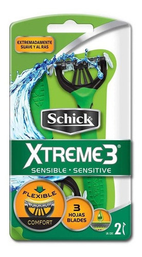 Schick Xtreme 3 Piel Sensible Afeitadora Descartable 2u