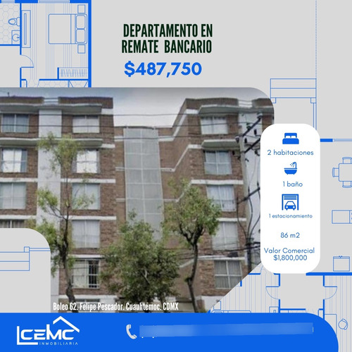 Departamento En Venta En Remate Bancario En Felipe Pescador, Cuauhtemoc