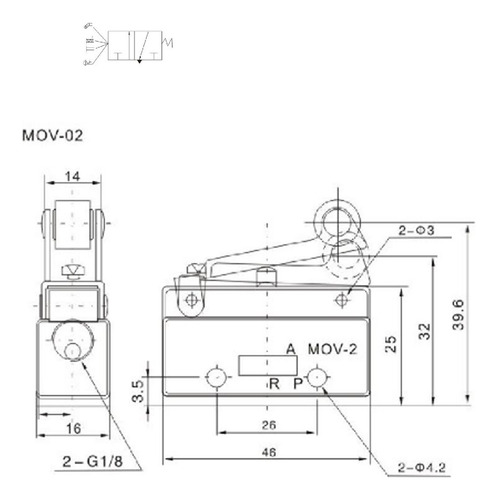 Mov-02 Rosca Rodillo Palanca Aire Válvula Mecánica,g1/8
