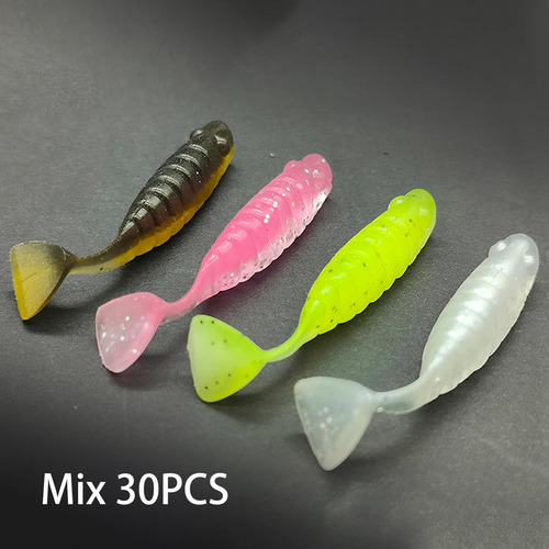 2 X 30x Señuelos De Pesca Ondulados, Gusanos De Pesca, Cebo