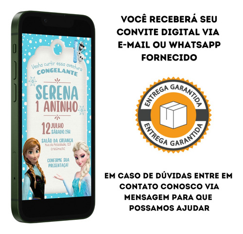 Convite Digital Aniversário Infantil Convite Da Elsa Frozen