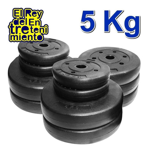 Disco 5kg Revestido Pesa P/ Mancuerna Barra No Oxida- El Rey