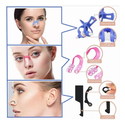 Kit Corrector Nasal Clip Respingador De Nariz 10 Piezas Color Multicolor