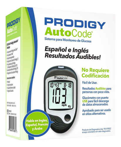 Glucometro Prodigy Autocode Con Voz + 10 Tiras + 10 Lancetas