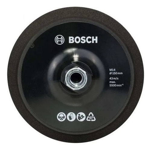 Prato Autoaderente Velcro P/ Polidora Porca M14 Bosch 150mm Cor Preto