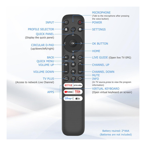 2pc Rc813 Reemplazo De Control Remoto Para Tcl Compatible