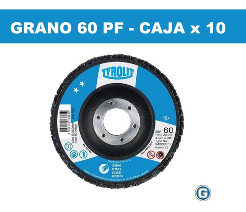 Disco Flap Tyrolit Plano Fibra 114 Mm Caja X 10 Un Gramabi