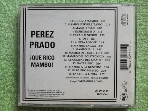 Eam Cd Perez Prado Que Rico Mambo 1989 Sus Grandes Exitos