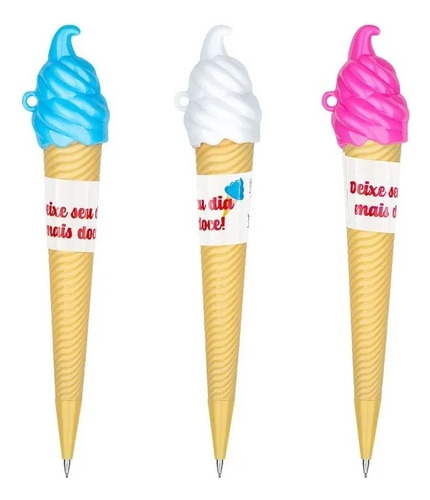 Kit 03 Lapiseira 0.7mm Sorvete Ice Cream Tutti Frutti Brw