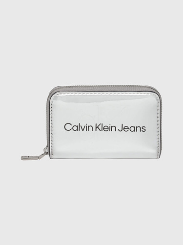 Cartera Color Plateado Con Logo Calvin Klein De Mujer