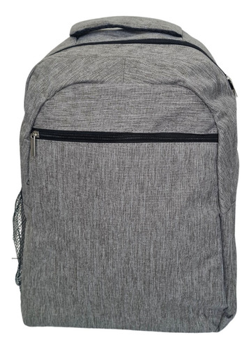 Mochila Urbana Universitaria Colegial Porta Notebook Trabajo Color Gris Diseño De La Tela Liso