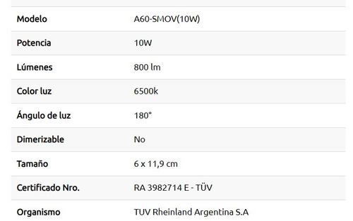 Imagen 4 de 4 de Lampara Led 10w Sensor De Movimiento Interelec Luz Fría