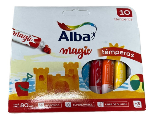 Temperas X 10 Colores Surtidos Alba Magic Lavable