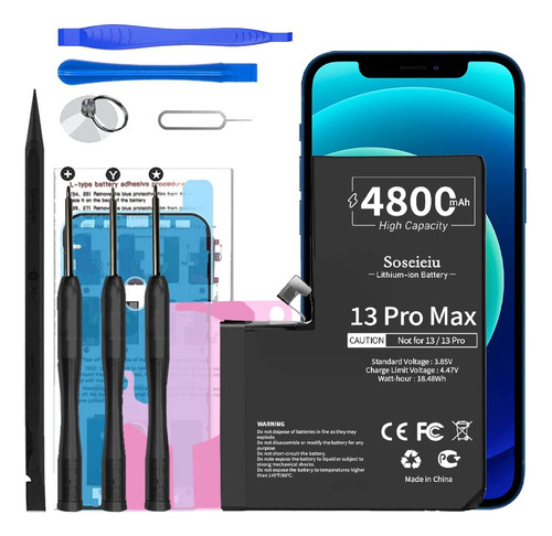 [4800 Mah] Bateria Para iPhone 13 Pro Max (2023 Nueva Actual