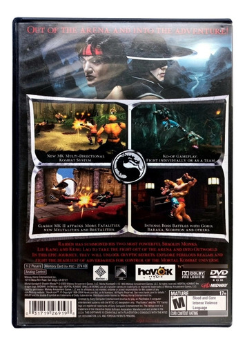 Mortal Kombat Shaolin Monks Ps2 * Mundo Abierto Vg *