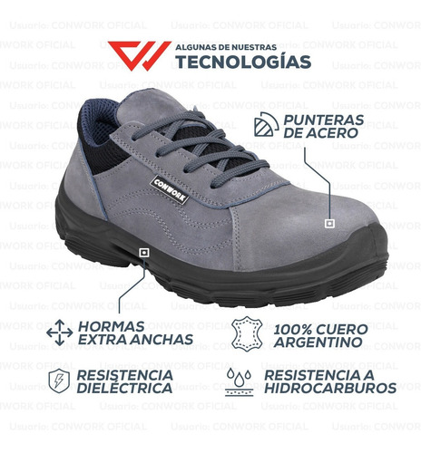 Imagen 8 de 10 de Calzado De Seguridad Conwork Allworks 201za Nobuck Gris