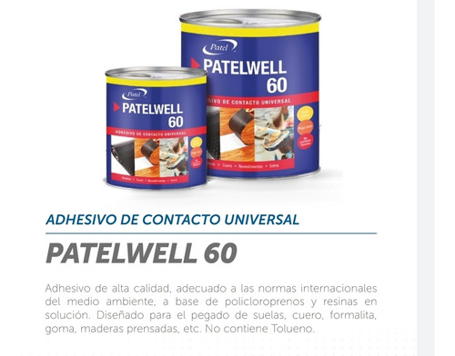Imagen 2 de 8 de Adhesivo De Contacto Patelwell-60 1/32 Galón Ferrepernos