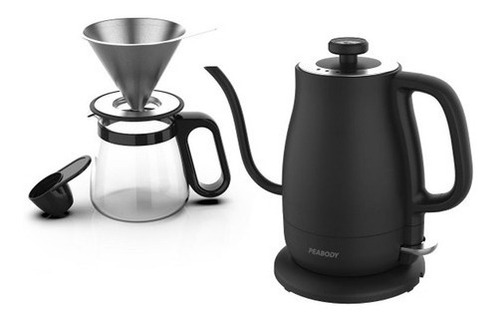 Imagen 3 de 9 de Pava Eléctrica Peabody Barista Con Jarra De Vidrio Y Reloj Color Negro