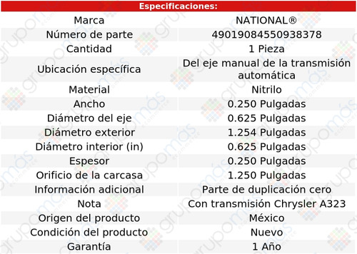 Retén Eje T/ A National P/ Dodge D100 Series 1960