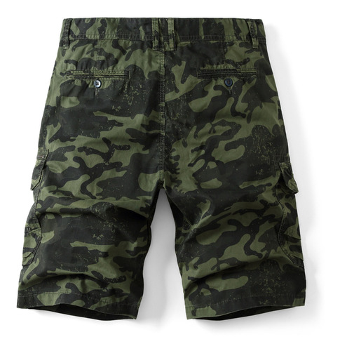 Bermudas Tipo Cargo De Verano Para Hombre De Algodón Militar