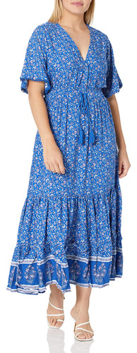 R.vivimos Vestido Midi Bohemio Para Mujer, De Manga Corta, A