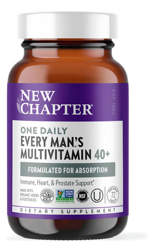 Multivitaminico Diario Para Hombre 40+ New Chapter 72 Tablet Sabor Sin Sabor