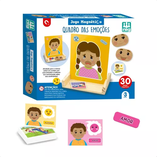 Jogo Infantil Quadro Das Emoções 30 Pcs Magnéticas Nig 0456