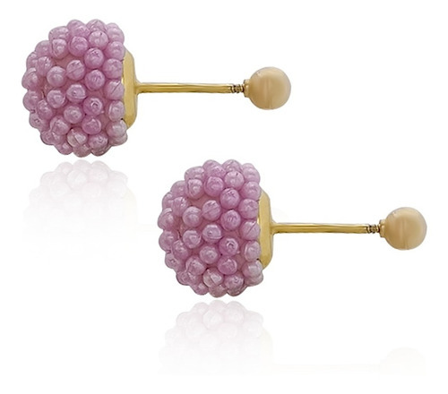 Broquel Oro 18k Laminado #1180 1180-1200 Con Bolitas Moradas Color Violeta