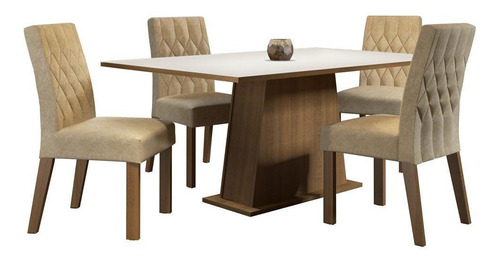 Sala Jantar Ingrid Madesa Mesa Tampo Madeira 4 Cadeiras Rbi Cor Rustic/Branco/Imperial