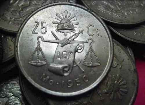 Lote 5 Monedas Pesetas Balanza 25 Centavos Plata