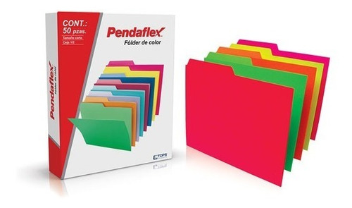 Folder Papel Carta Pendaflex 1/2 Ceja Color Surtido C/50 Pz