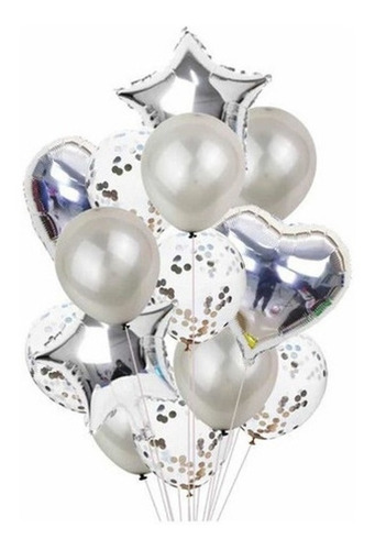 Imagen 2 de 7 de Combo Feliz Cumpleaños Set De Globos Cortinas Cartel Números