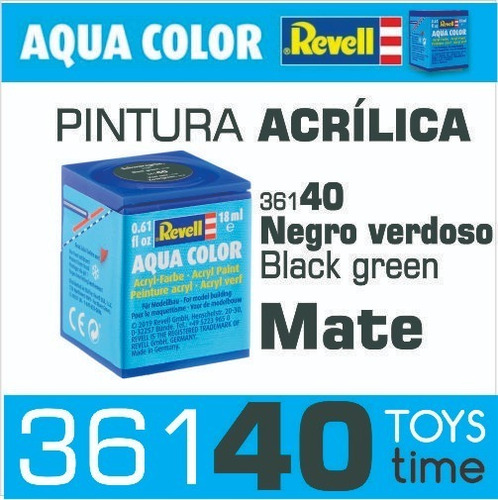 Pintura Revell Acrílica Mate Color 361 40 Negro Verdoso