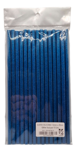 Barra Silicona 7.2mm X 20cm Glitter Azul Por 15 Uni.
