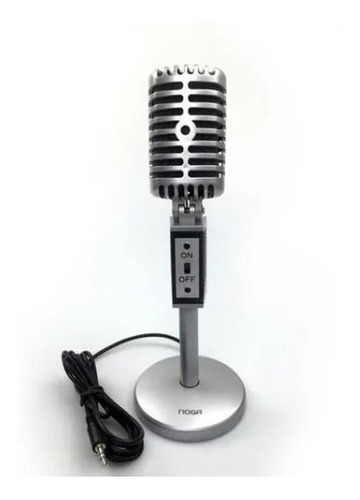 Microfono Vintage Retro Pc Con Soporte Plug 3,5mm. Noganet