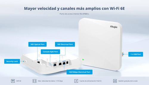 Punto De Acceso Enterprise Sfp Wi-fi 6e 7.8 Gbps Rg-ap880-l