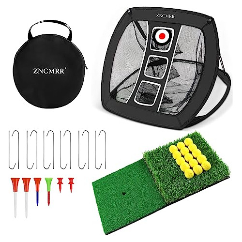 Pop Up Golf Chipping Net With Golf Hitting Mat Portable Golf