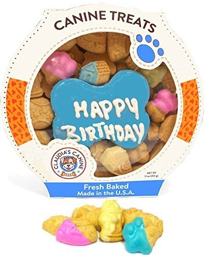 Galletas Perro Maní Claudia's, 10 Oz. Azul Felíz Cumpleaños