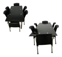 Comprar Mesa Vidrio 10mm Extensible Negra  1.10 A 1.70mts C\u002F6 Sillas