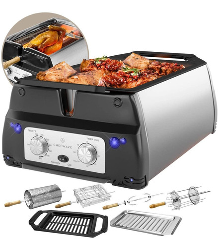 Asador Eléctrico Plateado Chefwave