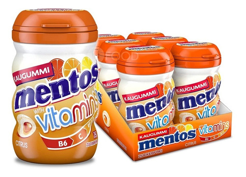 Chiclete Mentos Vitamins Citrus Com 6 Potes.